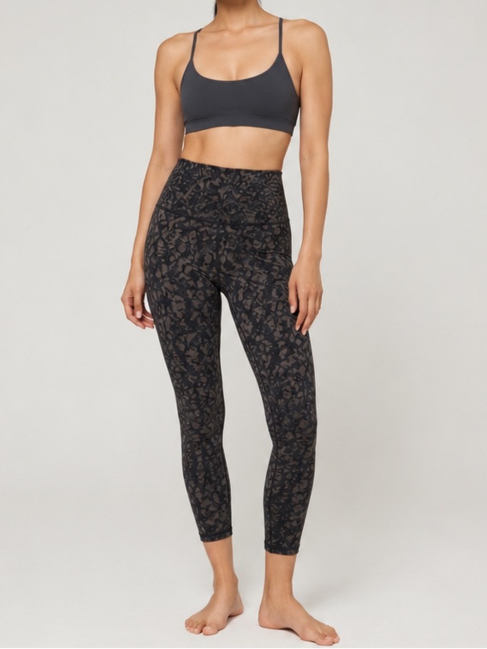 Lululemon Align High-Rise Crop 23” Leggings Black brown Animal Print